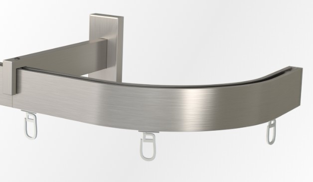 Karnisz jednotorowy, ścienny, aluminium szczotkowane z łukiem