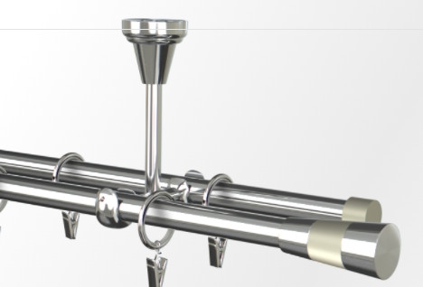 Karnisze sufitowe podwójne klasyczne 16mm z końcówką Valleo 150cm