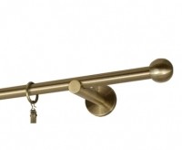 Karnisz pojedynczy metalowy -wspornik krótki - końcówka "Kulka"  Ø 16 w kolorze Mosiądz