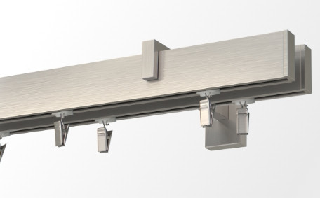 Karnisze 350cm apartamentowe podwójne aluminium szczotkowane
