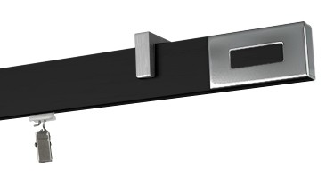 Karnisz apartamentowy Passion chrom (Sufitowy 1 szyna) w kolorze profil - czarny,   wspornik - aluminium