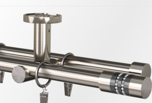 Karnisze metalowe podwójne sufitowe z końcówką Onyx 150cm