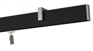 Karnisz apartamentowy Zaślepka aluminium szczotkowane (Sufitowy 1 szyna) w kolorze profil - czarny,   wspornik - aluminium