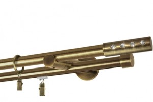 Karnisz podwójny 19/19 mm mosiądz antyczny - 300 cm Hera